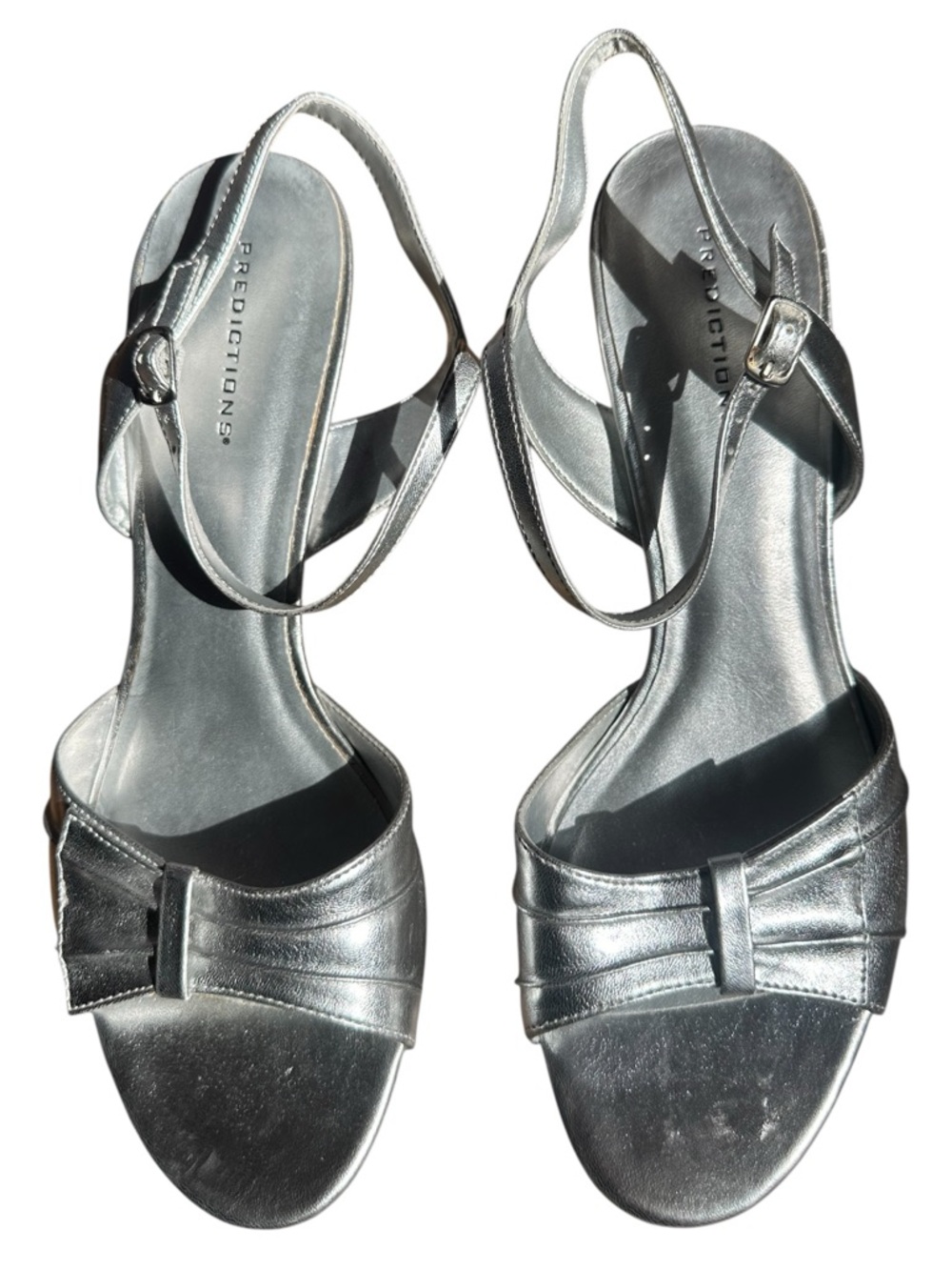 Predictions Metallic Silver Slingback Heels Size 10